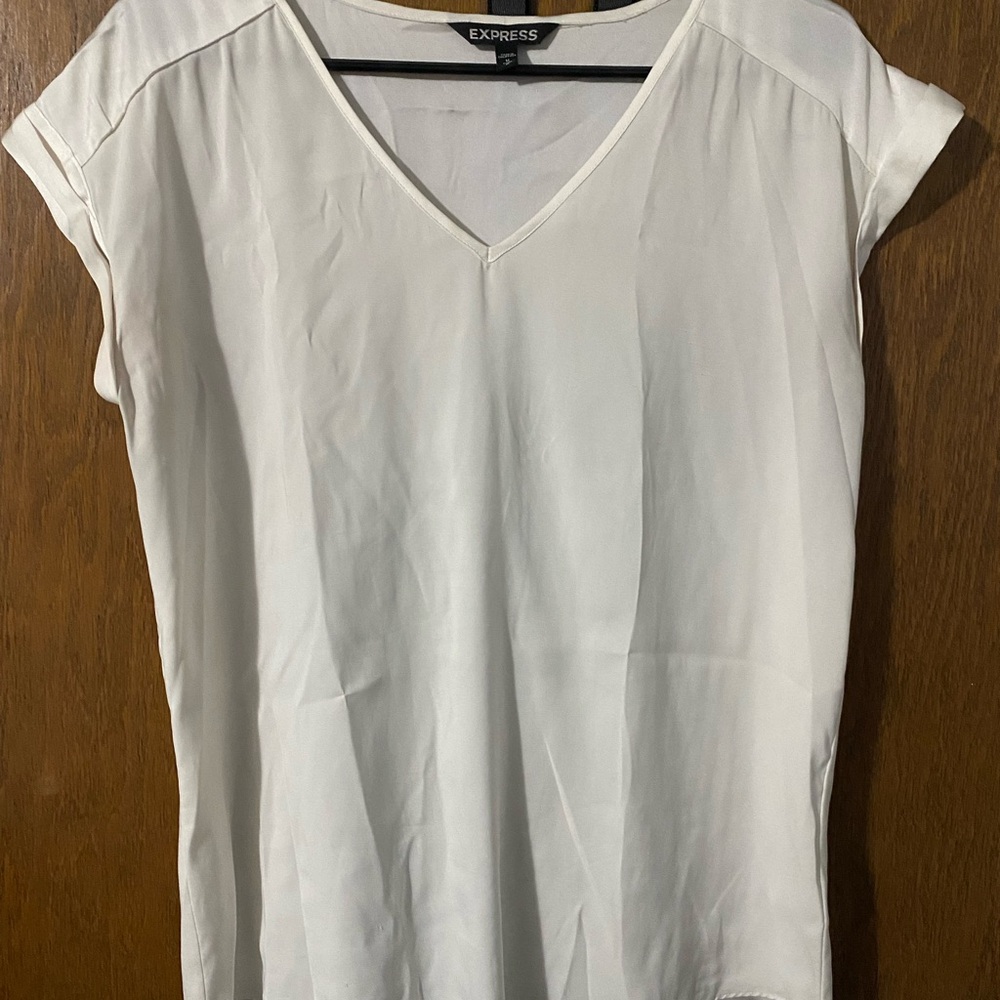 Express Cream V-Neck Top